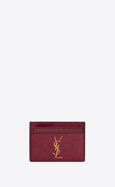 Monogram card case in glitter patent leather